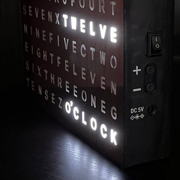 LED Word Desk Clock - LED Text Display - Powered by USB Cable -7.8" X 7.8" X 2" - Picture 8 of 9